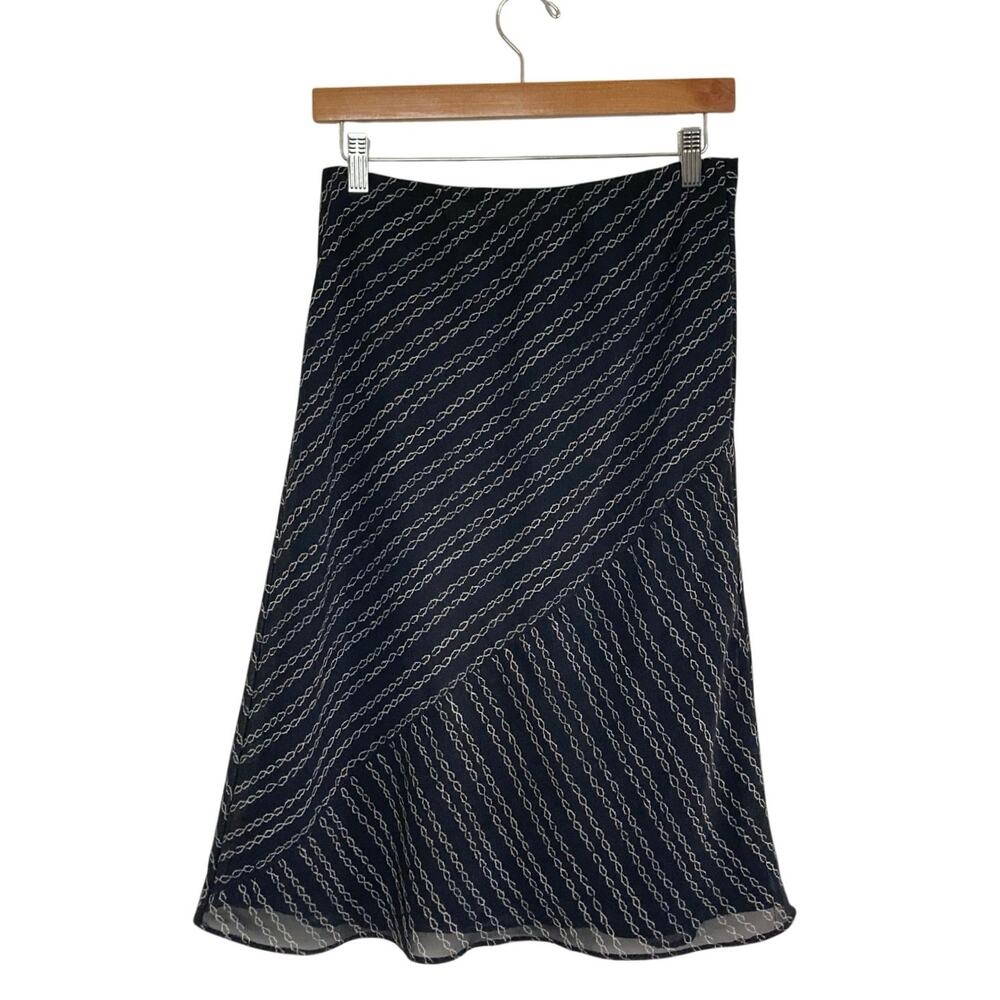 George Black and White Asymmetrical Panel Midi Skirt Size 8
